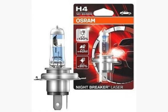 Лампа головного світла Osram H4 60/55W Night Breaker Laser +130% 64193NBL130 (1 шт)