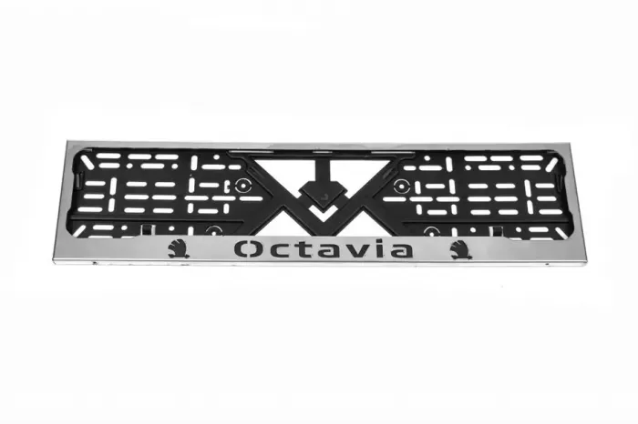 Skoda Octavia IV A8 2020↗︎ мм. Рамка під номер хром (1 шт, нержавіюча сталь)